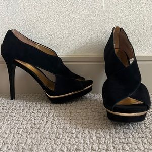 Black Suede Platform Heels